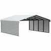 Arrow Storage Products Galvanized Steel Carport, W/ 2-Sided Enclosure, Compact Car Metal Carport Kit, 20'x20'x9', Eggshell CPH202009ECL2